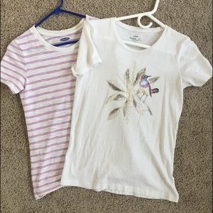 Lot/2 Graphic Tees Cream and Pastel Color